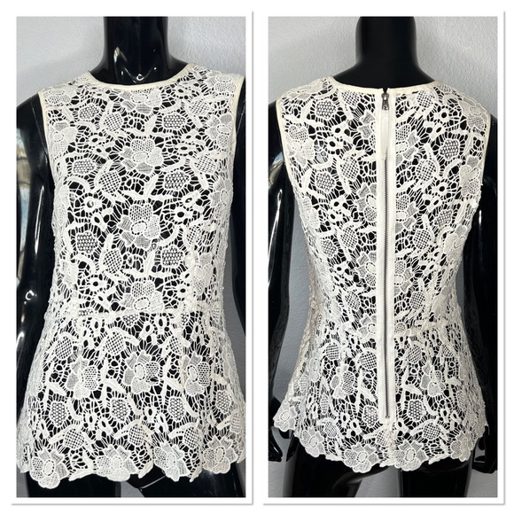 CAbi - Border Open Needle Lace Top Sz L - Picture 1 of 8